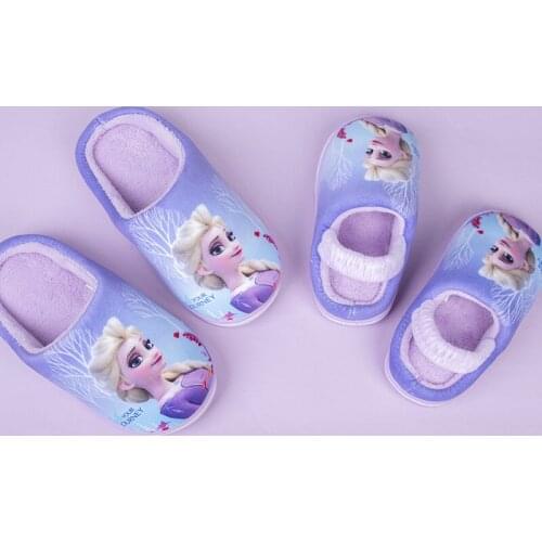 Disney childrens cotton slippers winter new style Frozen slippers baby princess children elsa cotton shoes
