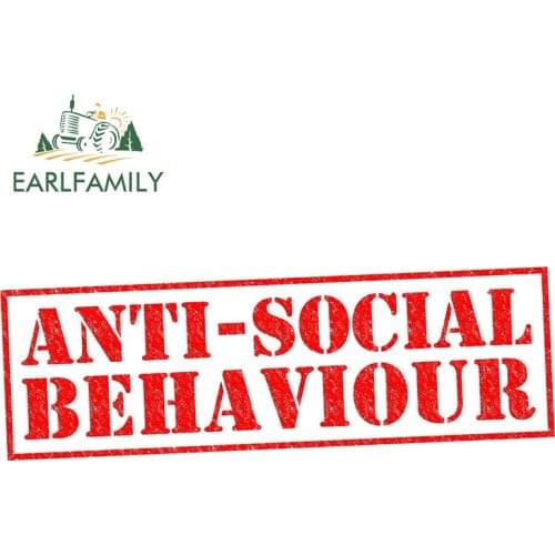 EARLFAMILY 13cm x 4.6cm ANTI-SOCIAL BEHAVIOUR Car Sticker Auto Vinyl Decal Window Bumper Car Accessories Decoration