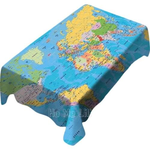 Interesting World Map Background Tablecloth Indoor Outdoor Art Design