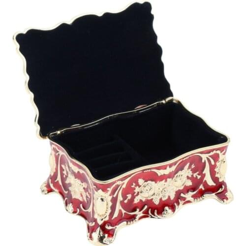 Ornate Finish Vintage Floral Metal Jewelry Box Gift Storage Table Organizer