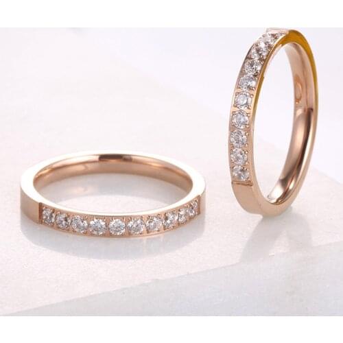 KNOCK High quality Rose Gold Colors AAA Zirconia Rings for Woman Man Wedding Stainless Steel Valentine Gift Not Fade Jewelry