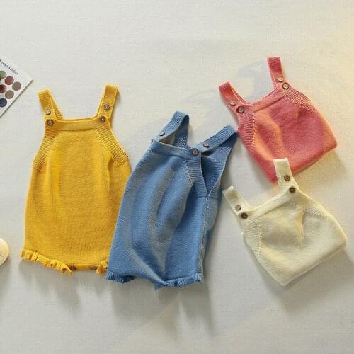 Spring Autumn New Baby Boys Girls Clothes Toddler Playsuits Solid Sleeveless Knitted Infant Bodysuits Newborn Baby Outfits
