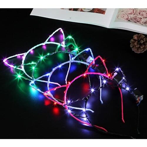 Cat Ear Design LED Light Headband For Birthday Wedding Party Masquerade Decorations Cute Hair Hoop Accessories May Colors SN851