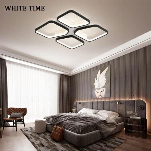 Square Modern Led Ceiling Lamp For Bedroom Living room Dining room Black White Home Led Ceiling Lights Lamp Fixtures 110V 220V