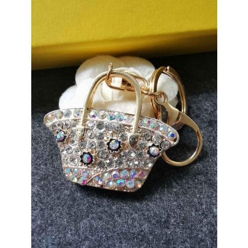 Min.15$ mix order Rhinestone handbag shoulder bag Keychain key ring zinc alloy diy decoration 54mm*46.5mm