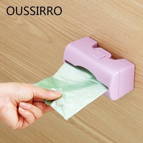 Multi-purpose Plastic Square Wall-mounted Garbage Bag Storage Box Kitchen Bathroom Sundries Organizor Container Storage Tray