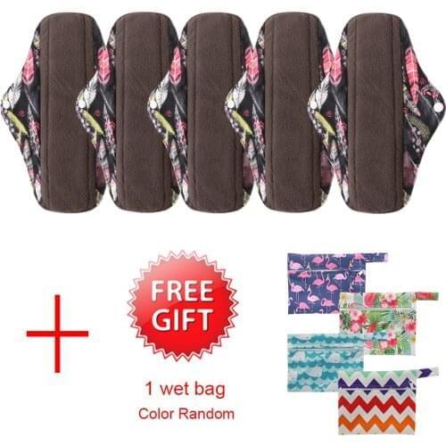 Ohbabyka Reusable Pads Bamboo Panty Liner Pads Washable Sanitary Napkin Absorbent Cloth Pad Feminine Hygiene for Women Pad 5Pcs