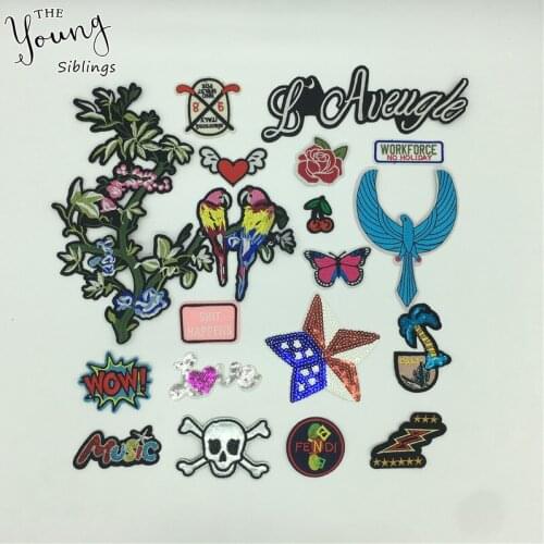 Fashion style Iron on patch Embroidery Hot melt adhesive Patch Lace DIY Decorate Badges Clothing Sewing Accessory Craft supplies