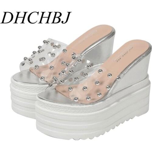 Fashion Slippers 2020 Summer Thick Bottom 13cm Supper High Heel Wedges Sandals Women Shoes Platform