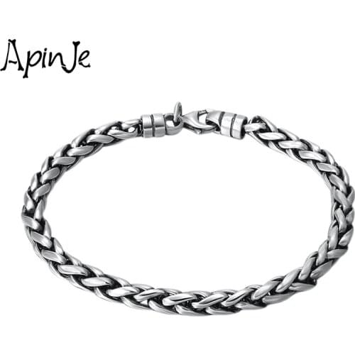 Apinje 925 Sterling Silver Woven Bracelet Exquisite Unique Men Bracelet