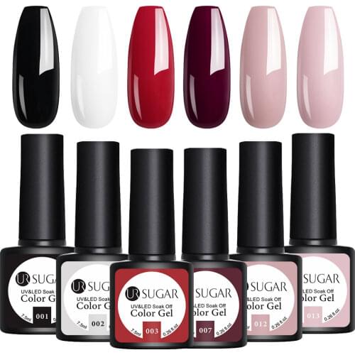 UR SUGAR Gel Nail Polish Set 4/6PCS Nail Set Kit Glitter Varnishes Semi Permanent Base Top Coat UV LED Nail Art Gel Polish Set