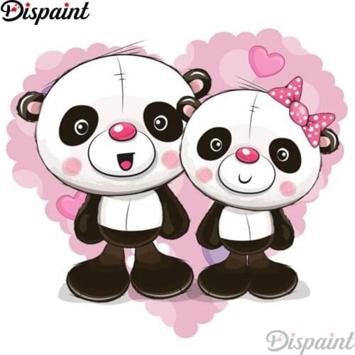 Dispaint Full Square/Round Drill 5D DIY Diamond Painting "Panda couple scenery" 3D Embroidery Cross Stitch 5D Home Decor A12765