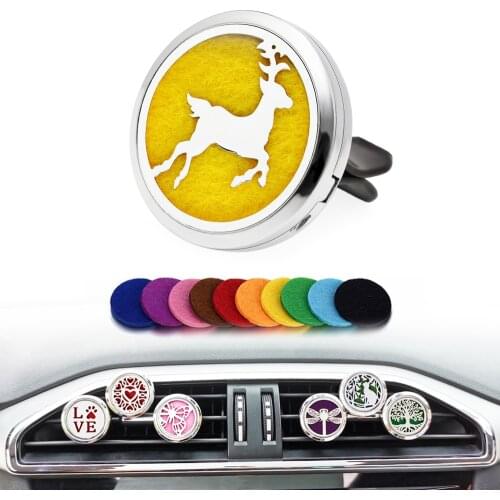 Boshi Jewelry Essential Oil Auto Diffuser Vent Clip Car Freshener 30mm Deer Aromatherapy Perfume Locket Women Christmas Gift
