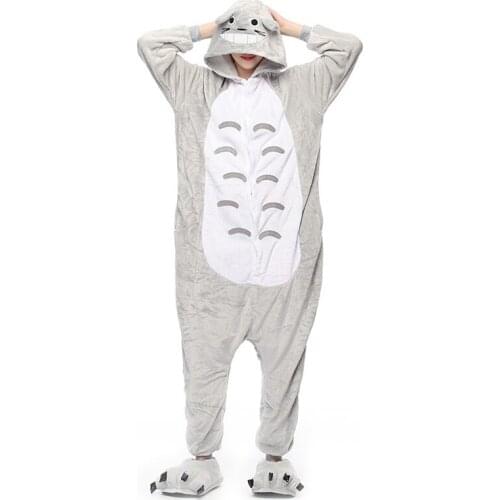 Anime Totoro unisex adults flannel animal Pajamas warm cosplay Pijama cute Onesies Pyjamas women sleep Robe
