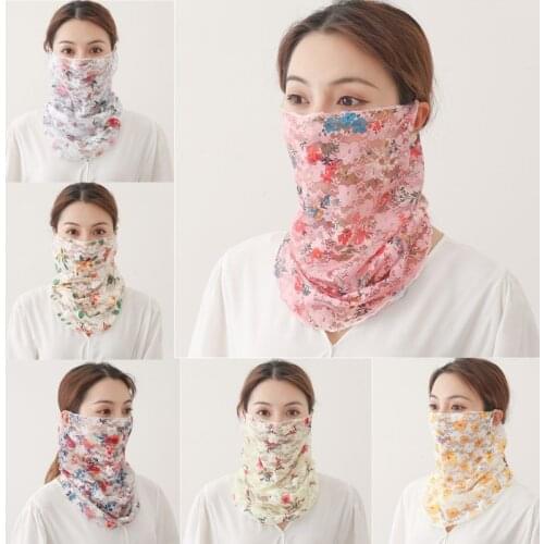 Sexy Lace Sunscreen Mask, Fashion Female Hanging Ear Mask, Windproof And Dustproof Riding Travel Collar Cover Scar Beauty Veil