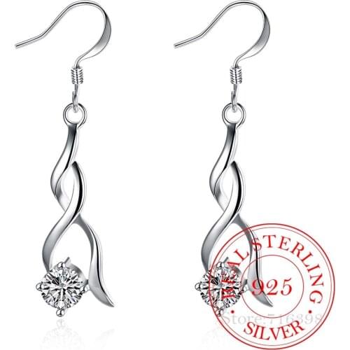 Korean 925 Sterling Silver Hollow Round Crystal Vintage Long Tassel Dangle Earrings For Women 2020 Engagement Wedding Jewelry