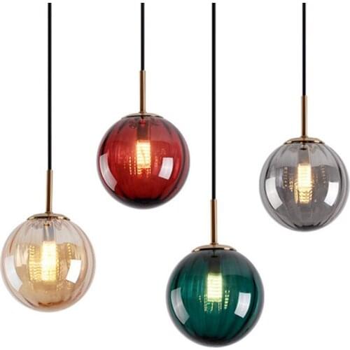 Modern Led Pendant Lights Glass Ball Hanging Lamp for Living Room Dining Room Home Decor Bar Cafe Pendant Lamp Lighting Fixtures
