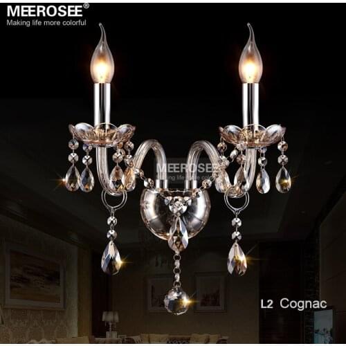 Modern vintage Crystal wall light 2 lights Glass wall sconce lamp Cognac crystal wall light fixture Restaurant Cafe wall lustre