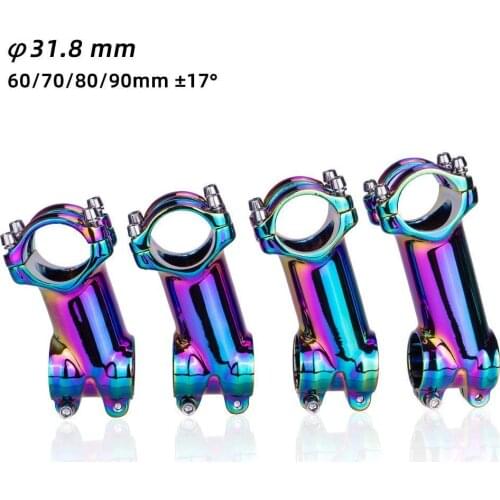 New 7 / 17 Degrees 60-110mm Bicycle Stem Aluminum Alloy Colorful MTB Road Bike Accessories for 31.8mm Bicycle Handlebar