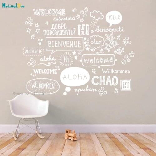 Many Patterns Multiple National Languages Welcome Wall Stickers Hello Home decor for Coffee Shop Living Room Vinyl Decal YT1067