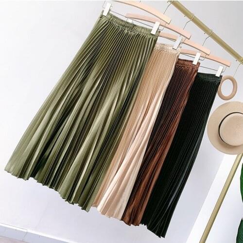 High Waist Vintage Pleated Skirt Autumn and Winter Womens Mid-length Black A-line Skirt Female Chic All-match Skirts Faldas