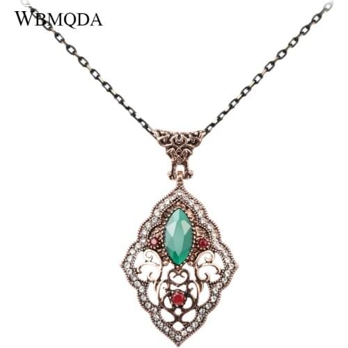 Wbmqda Boho Vintage Necklaces & Pendants Crystal Antique Gold Hollow Flower Jewelry For Women Bridesmaid Gift Free Shipping