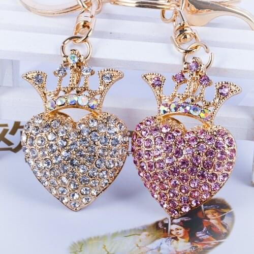 XDPQQ Korean Style Creative Crown Heart-Shaped Car Key Ring Womens Bag Accessories Metal Pendant Key Chain
