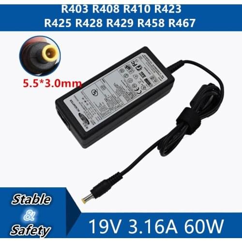 19V 3.16A 60W 5.5*3.0mm Laptop AC Adapter Charger For Samsung R403 R408 R410 R423 R425 R428 R429 R458 R467