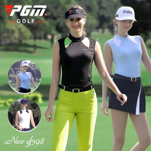 PGM Golf Clothes Women Sleeveless T-shirt Lady Stretch Quick-dry Vest Polo Shirts Training Summer Outdoor Sports Wear Breathable