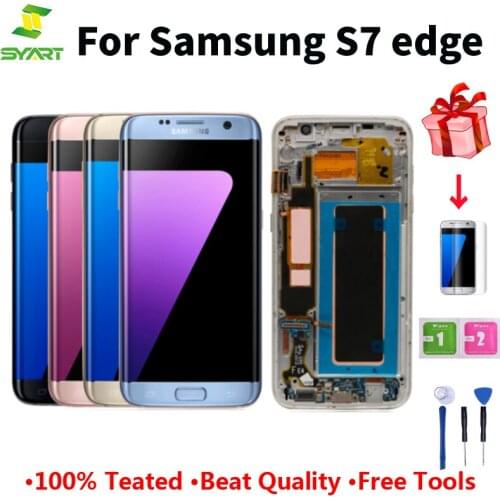 For Samsung Galaxy S7 Edge Screen Super AMOLED 5.5" S7Edge G935 G935F SM-G935F LCD Display Touch Digitizer Assembly With Frame