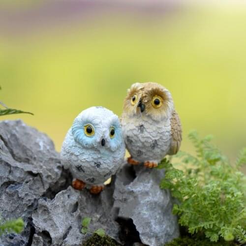 1/2/4PCS Cute Owls Animal Figurines Resin Miniatures Figurine Craft Bonsai Pots Home Fairy Garden Ornament Decoration Terrarium