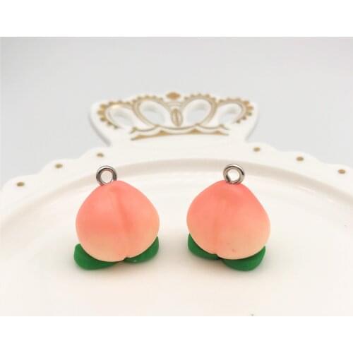 10pcs 17*21mm Clay Cute Pink Peach Charms 3D Miniature Fruit For Diy Necklace Keychain Pendant Handmade Findings Jewelry Making