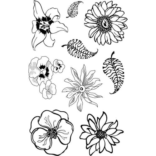 11x16 Flowers New Transparent Clear Rubber Stamp Sheet Cling Scrapbooking Photo Album PaperCard DIY Craft