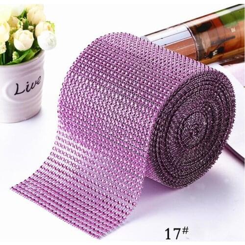 2 Yards\lot 12 cm Width 24 Row Pink DIY Rhinestone Mesh Plastic Crystal Diamond Mesh Wrap For Wedding Party Home Decorative