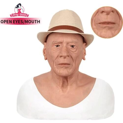 2021 Drag Queen Realistic Silicone Mask Dis Hand Made Full Head Male Props Mask Halloween Cosplay Crossdressing Masks Masquerade