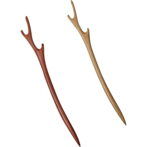 2x Chinese Style Women Wooden Craft Hair Stick Pick Pin Wedding Party Prom