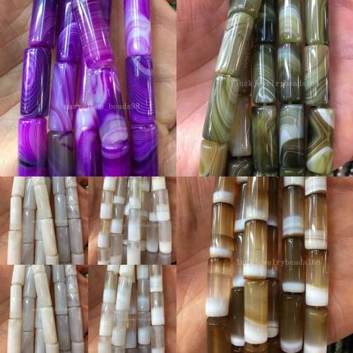 Free shipping Fashion Jewelry Beautiful Brown Purple Green White Canelian Cylinder Rice Spacers Loose Beads WFH499