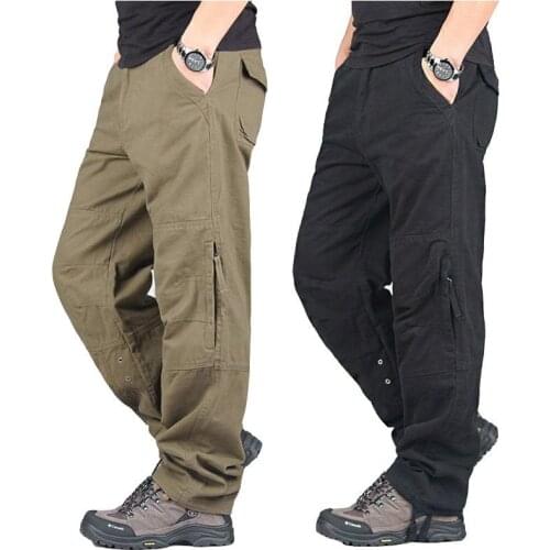 Casual Cotton Overalls Spring Winter Cargo Pants Men Multi Pocket Straight Mens Military Trousers Casual Baggy Pants