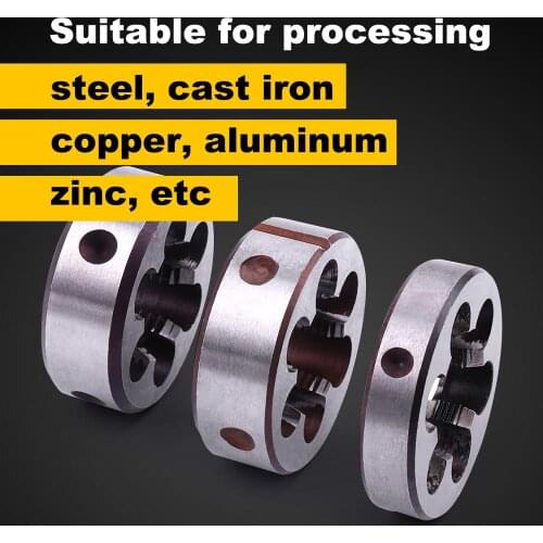 CHEERBRIGHT 1PC HSS Round Metric Right Hand Die M22x1 M22x1.5 M22x2 Metric Thread Die for Steel Copper Mold Machining