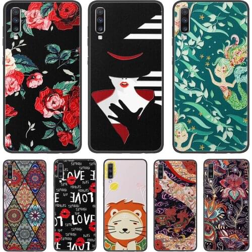 For Samsung Galaxy A70 Case 3D Relief Painted Phone Cover For Samsung M30 M10 Silicone Cover For Galaxy A80 A90 Case Bumper Bags