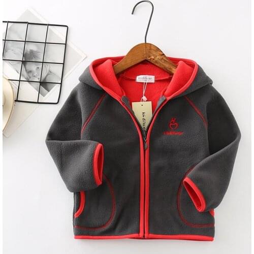Childrens clothing double-sided fleece fleece casual boys coat autumn and winter hooded girls jacket 2-14 kids clothes