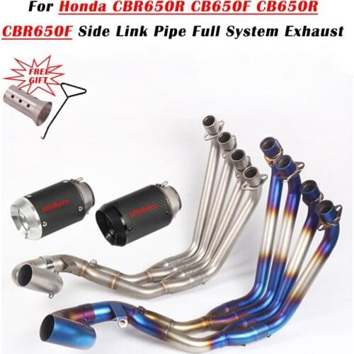 For Honda CB650F CBR650R CB650R CBR650F Motorcycle Exhasut Full System Escape Modify Muffler Side Front Mid Link Pipe DB Killer