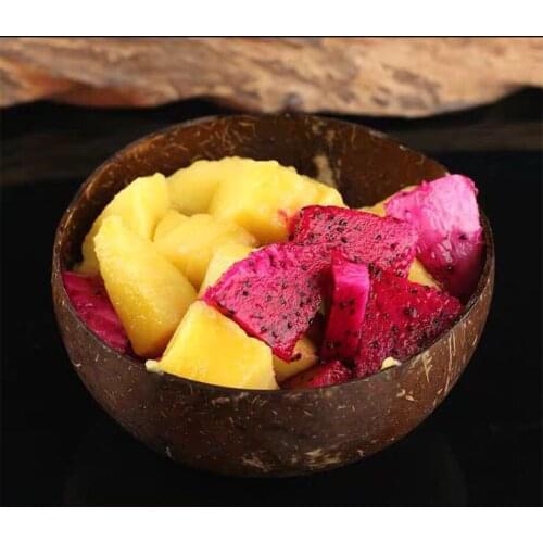 Natural Coconut Bowl Fruit Decoration Milkshake dessert Fruit Salad Noodle Bowl Wooden Rice Bowl Craft Decoration Creative