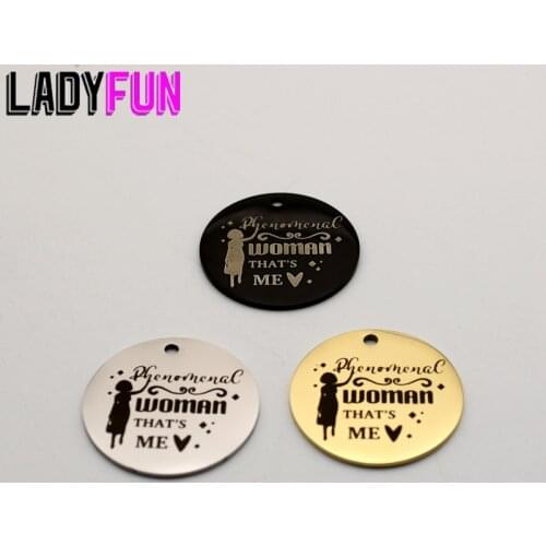 Phenomenal Woman Thats Me Charm Stainless Steel Charms Afro Girl Lady Queen Pendant High Polish Mirror Surface Pendant 20pcs/lot