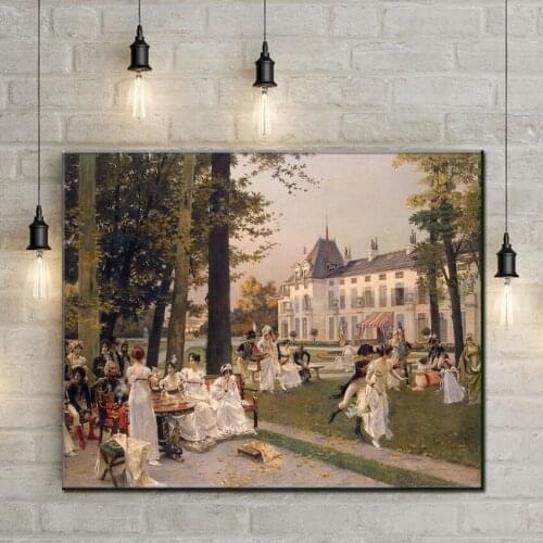 Classical court figures palace garden scneery canvas printings oil painting printed on canvas home wall art decoration pictures