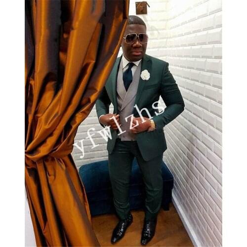 Handsome One Button Groomsmen Peak Lapel Groom Tuxedos Wedding Dress Men Suits Blazer Prom Dinner (Jacket+Pants+Tie+Vest) A191