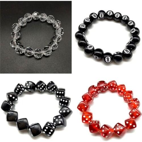 Colorful Acrylic Dice Beads Stretch Bracelets Funny Game Lucky Dice Bracelets
