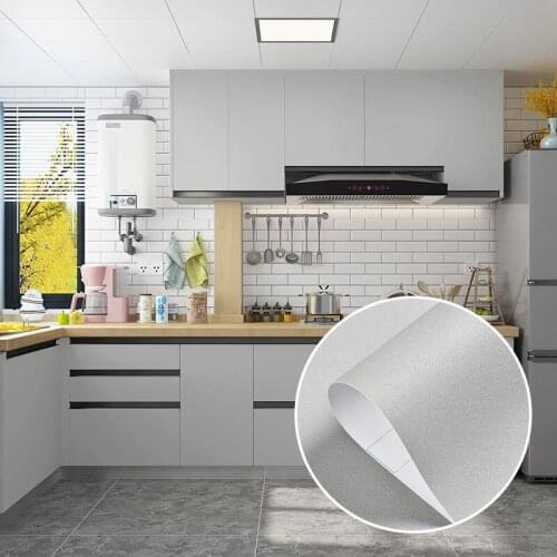 Matt Gray PVC Self-Adhesive Wallpaper Contact Paper Home Decorative Waterproof Wall Stickers Living Room Cabinet Wall Stickers