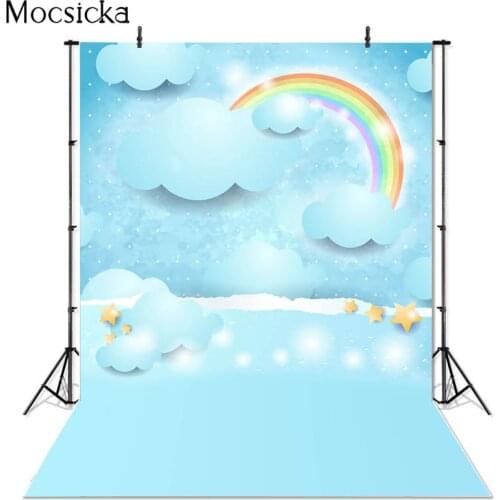 Mocsicka Baby Shower Background Rainbow Clouds Decoration Style Child Portrait Photo Background Photography Banner