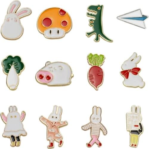 Cartoon Rabbit cabbage Enamel Fashion Brooch Pins Alloy Badge Inch Shirt Backpack Metal Pin Cute Accessories Gift For Friends